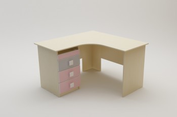 Стол угловой Грэйси (Розовый/Серый/корпус Клен) в Ленске - lensk.mebel54.com | фото