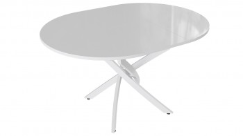 Стол обеденный «Diamond» Тип 3 (Белый муар/Белый глянец) в Ленске - lensk.mebel54.com | фото