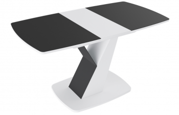 Стол обеденный «Гарда» Тип 1 (Белый/Стекло матовое черный графит) в Ленске - lensk.mebel54.com | фото